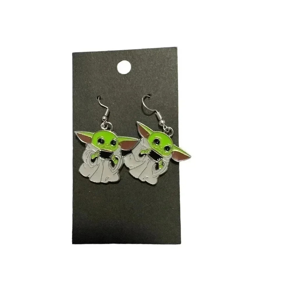 Silver Yoda Star Wars Drop Dangle Earrings!!